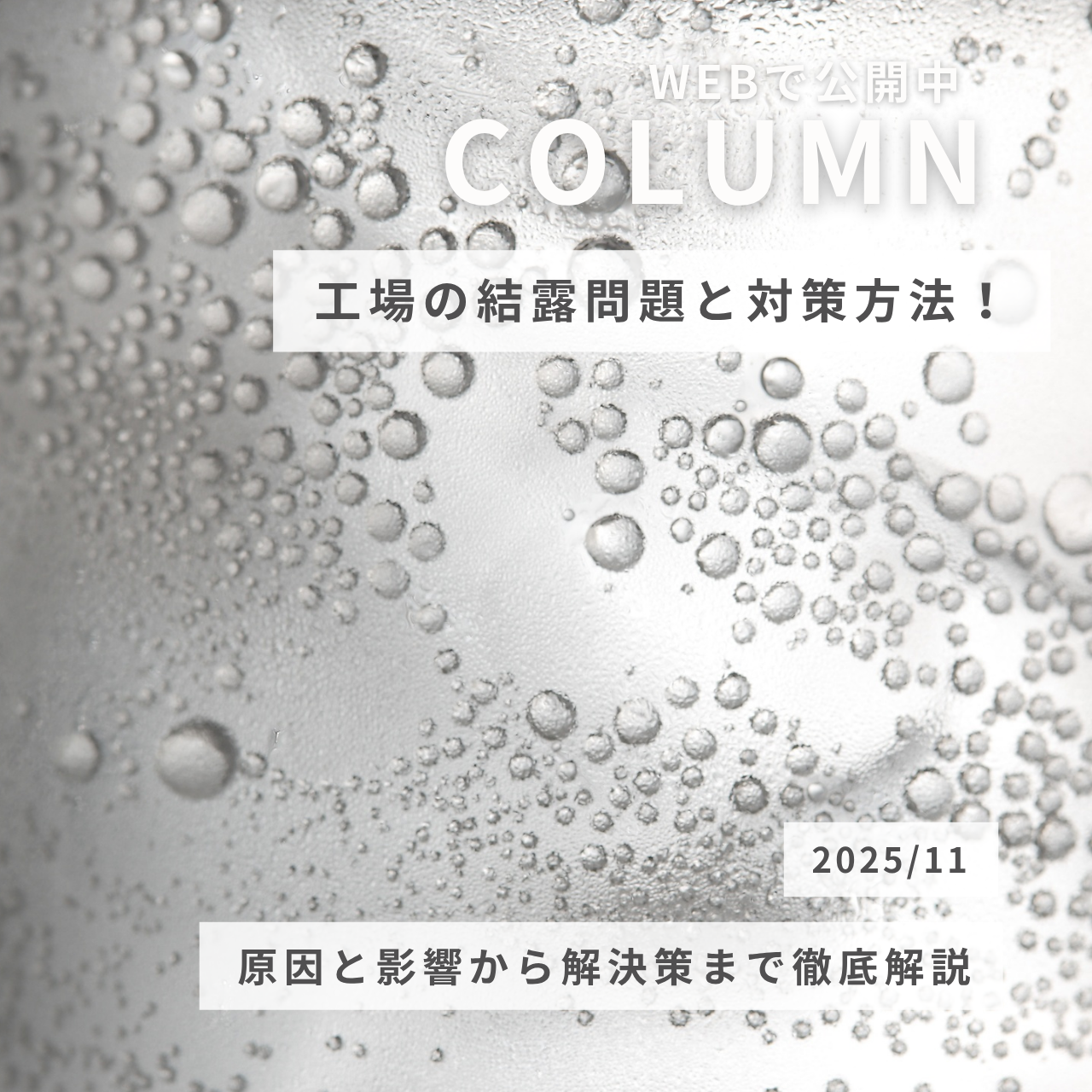 工場の結露問題と対策方法！原因と影響から解決策まで徹底解説